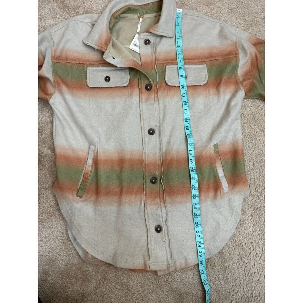 Free People Printed Ruby Shacket Long Sleeve Distressed Mazipan Combo XS - Picture 15 of 15